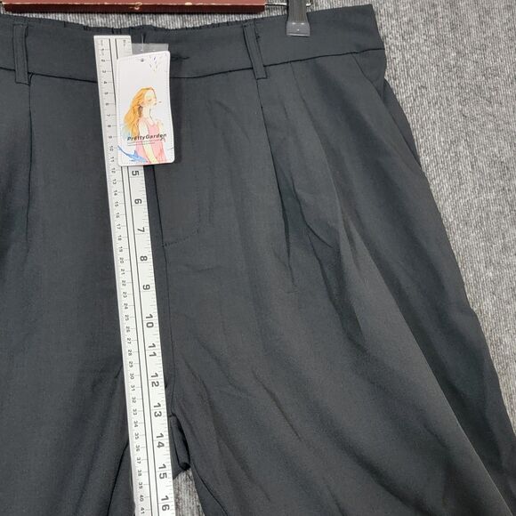 Pretty Garden Pants Womens XL Black Pleated Relaxed Fit Wide Leg Elastic Waist - Picture 4 of 13